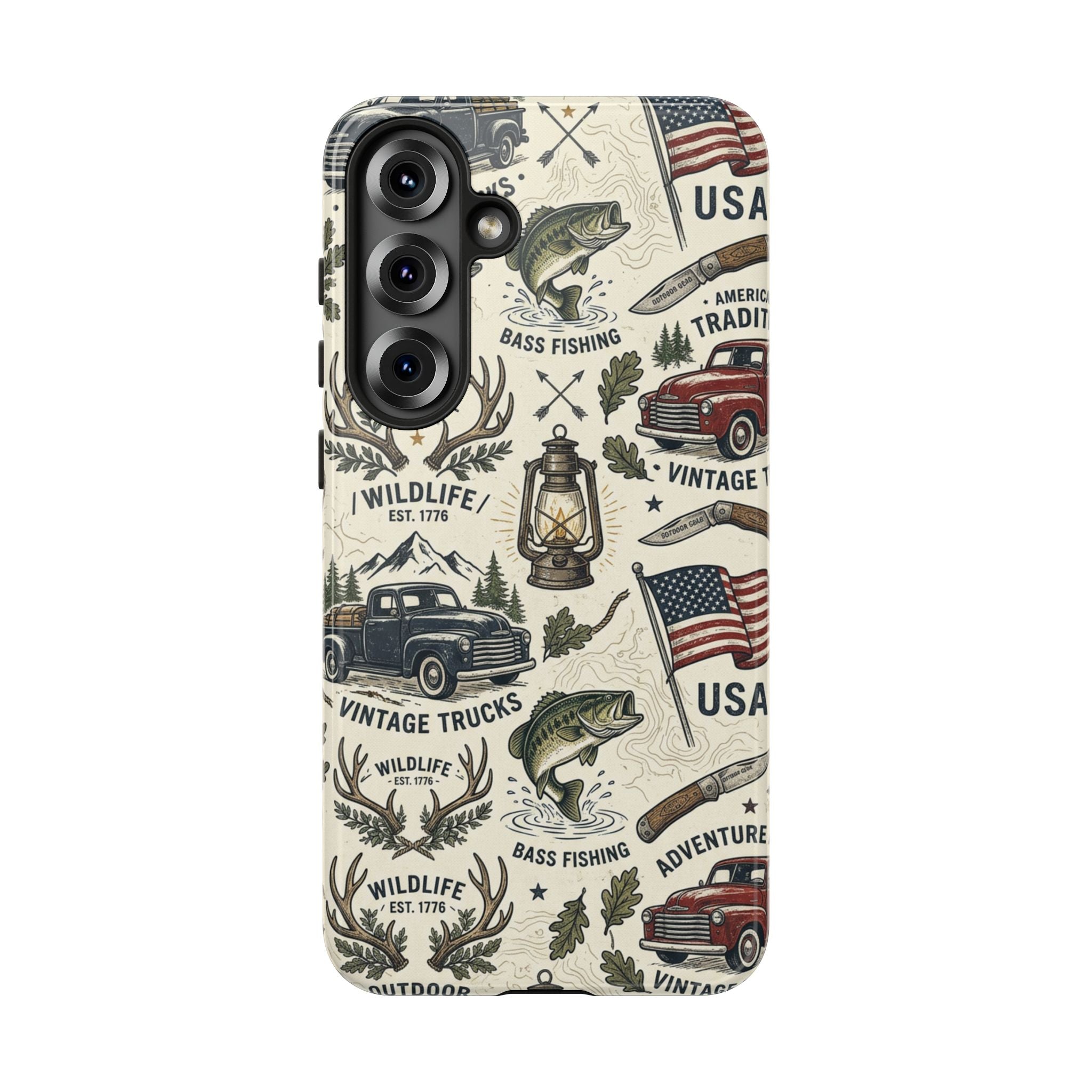 Patriotic Outdoors Phone Case – Bass Fishing & Vintage Americana Case Printify