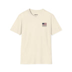 American Flag Pocket T-Shirt — "America's" Small Logo Patriotic Tee Printify
