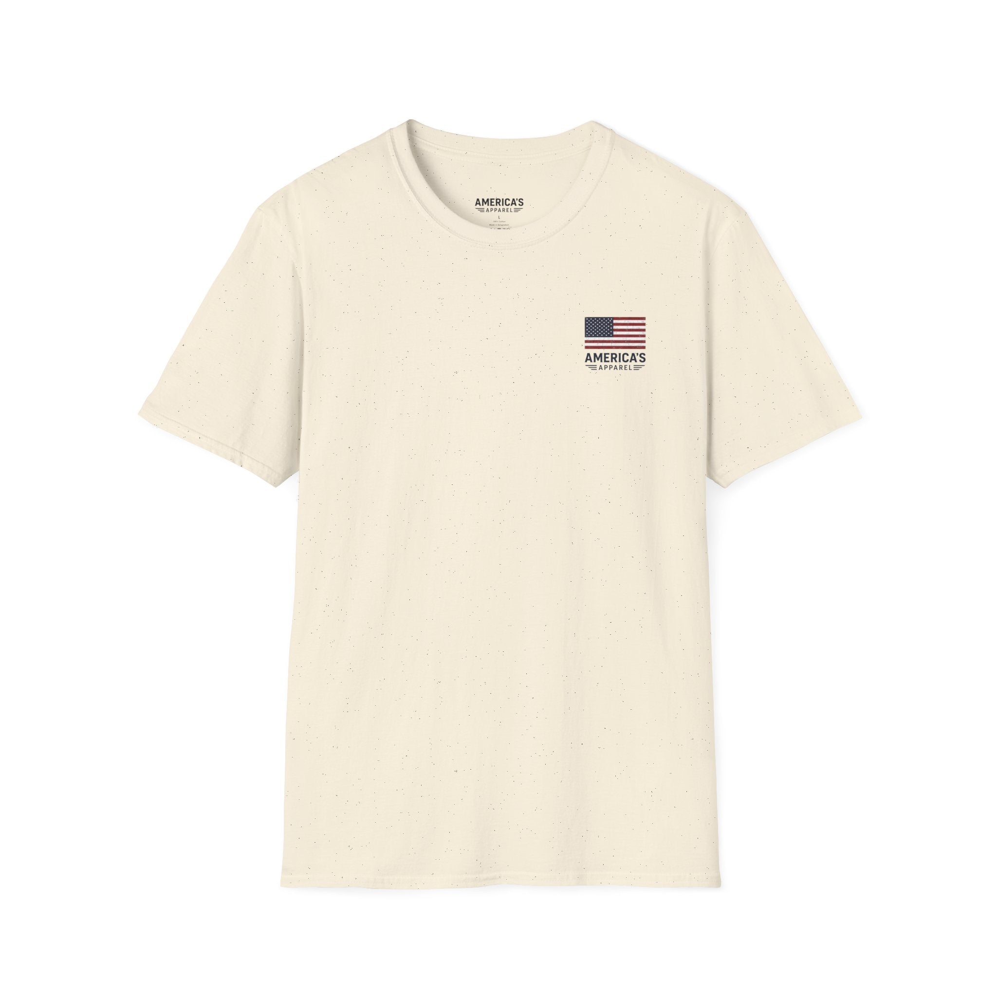 American Flag Pocket T-Shirt — "America's" Small Logo Patriotic Tee Printify