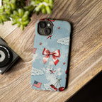 Americana Coquette Cherry Bow Phone Case Printify