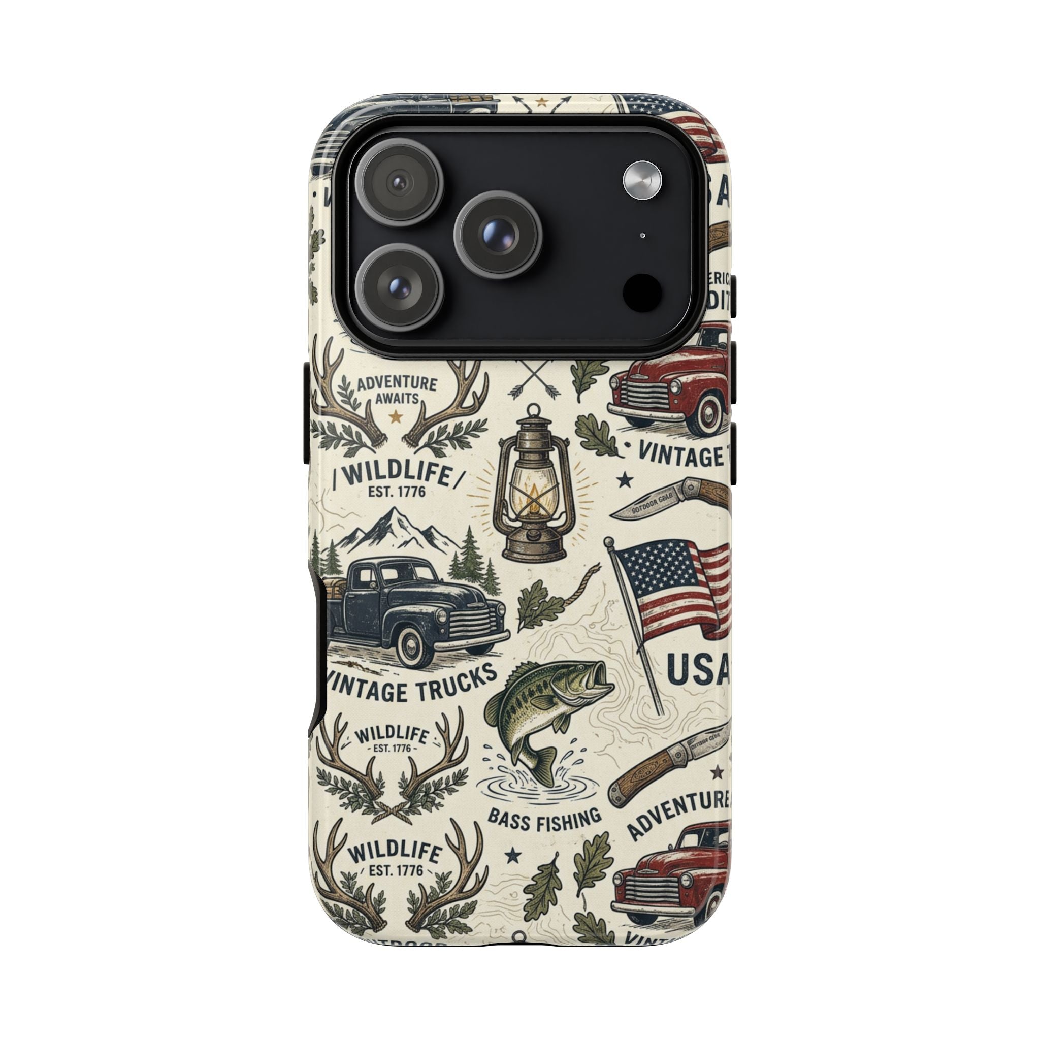 Patriotic Outdoors Phone Case – Bass Fishing & Vintage Americana Case Printify