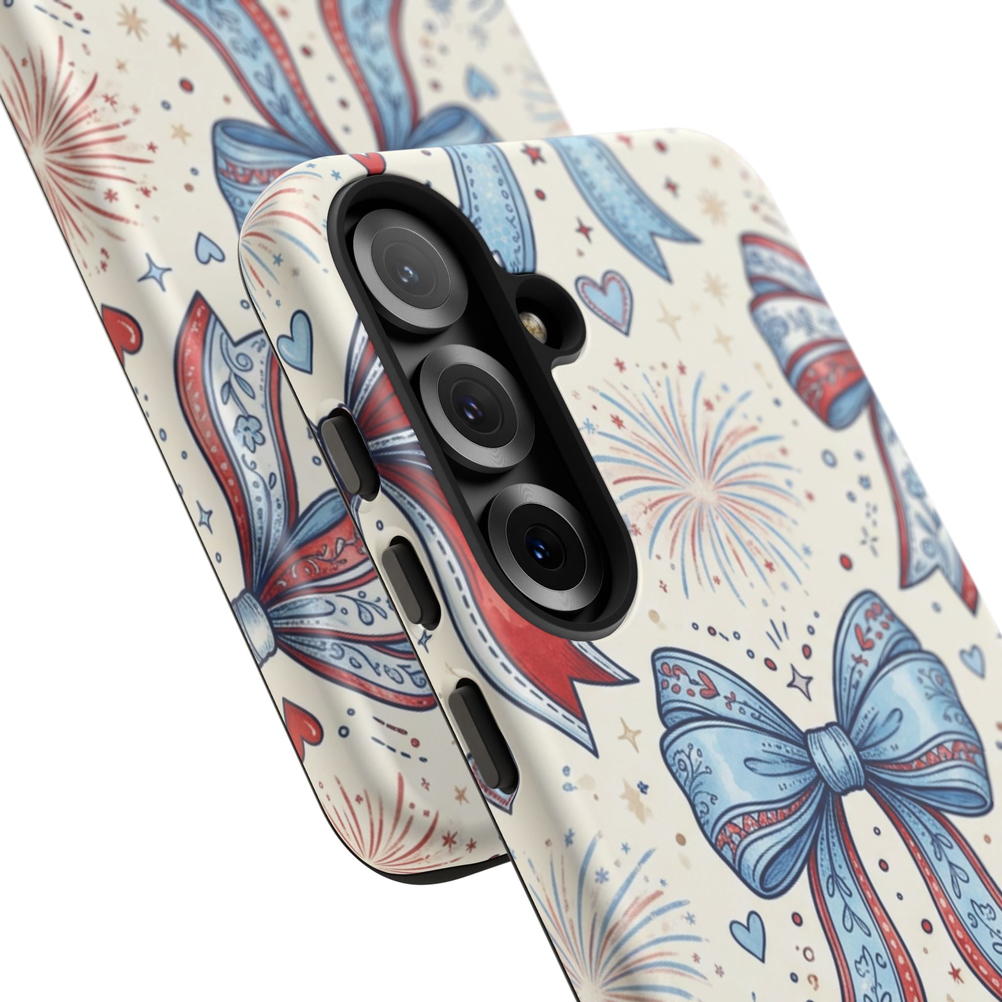 Patriotic Coquette Bows Phone Case – Americana Ribbon & Fireworks Design Printify