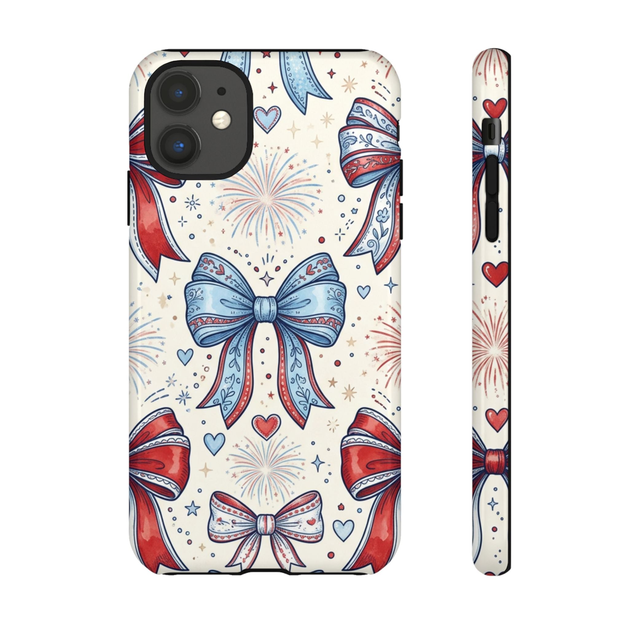 Patriotic Coquette Bows Phone Case – Americana Ribbon & Fireworks Design Printify