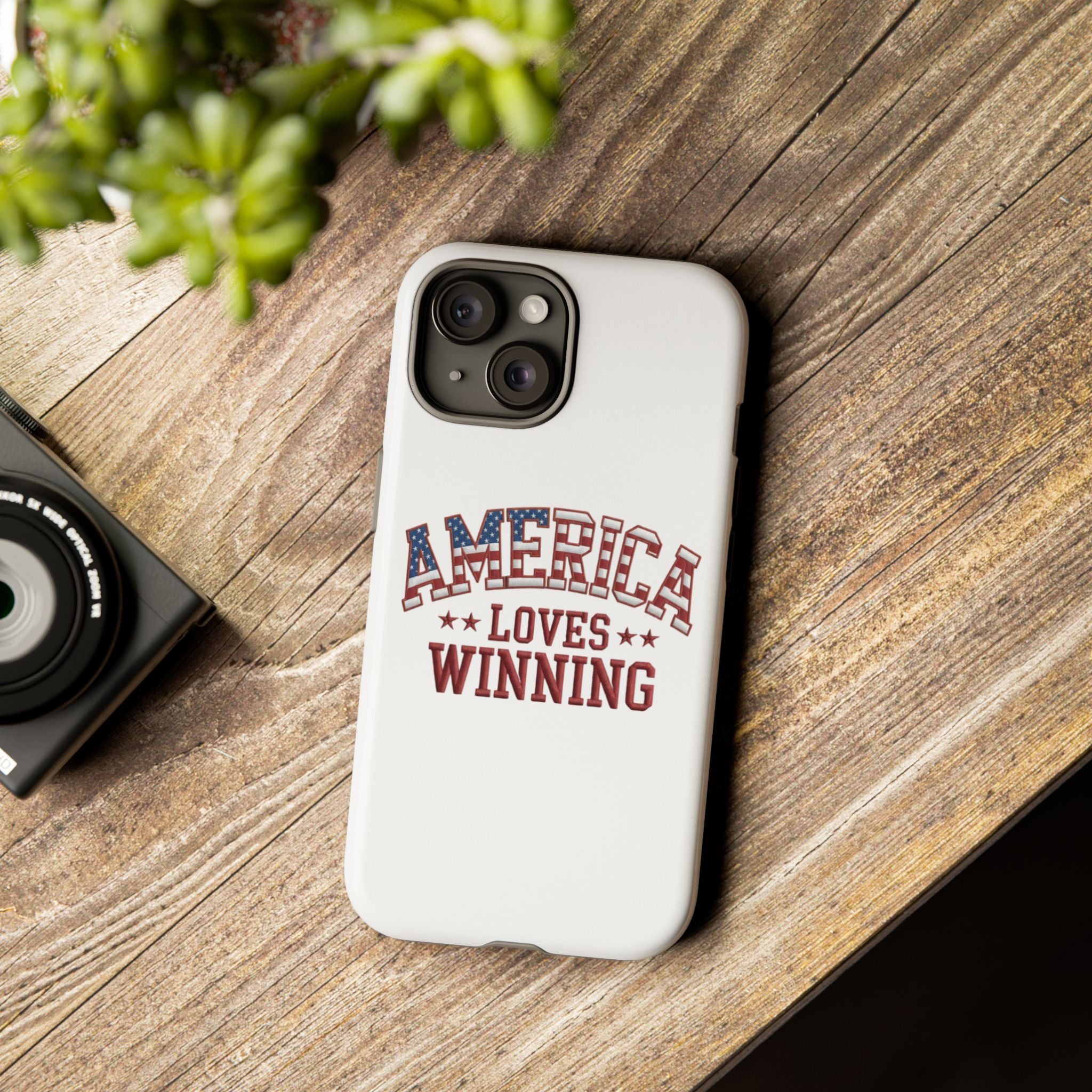 America Loves Winning Patriotic Phone Case – Tough Dual Layer iPhone & Samsung Galaxy S26 Case