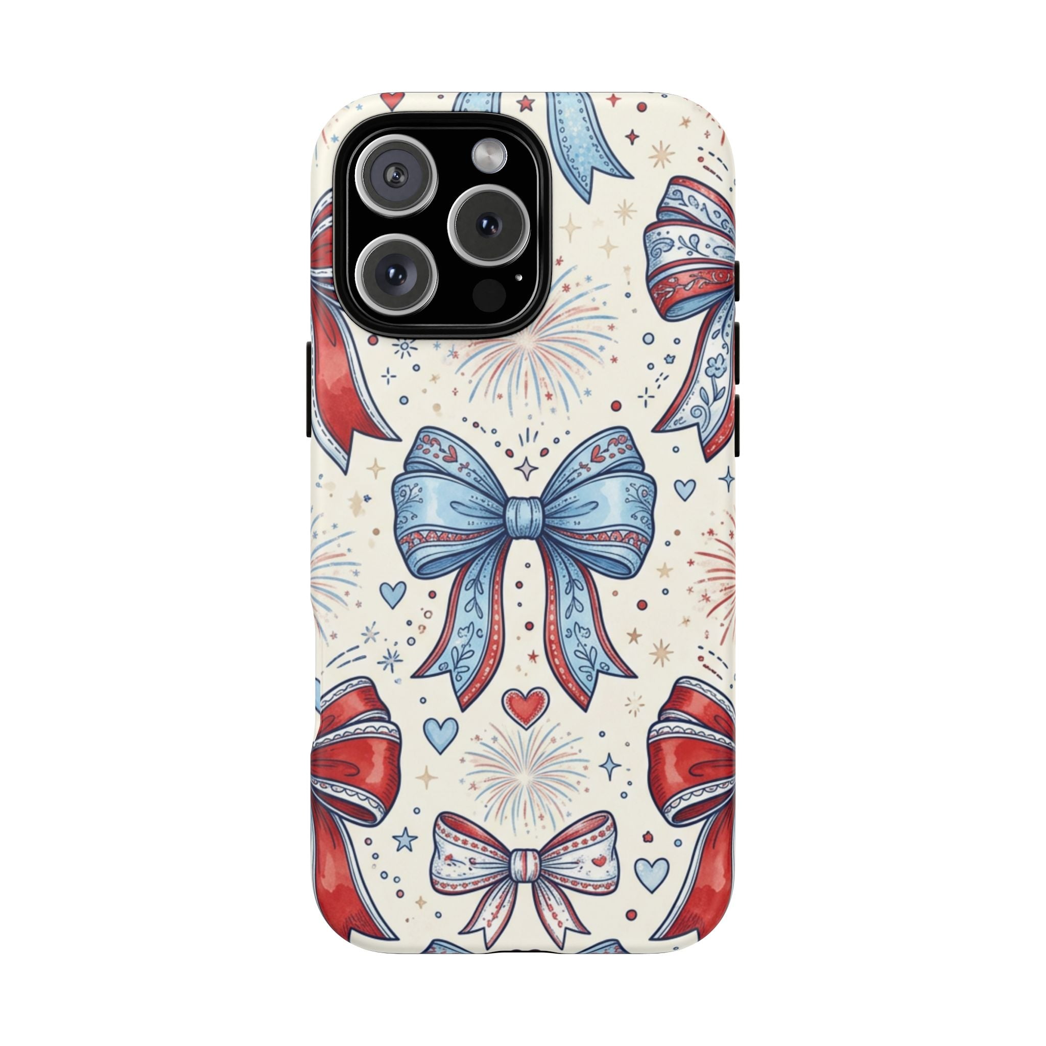 Patriotic Coquette Bows Phone Case – Americana Ribbon & Fireworks Design Printify