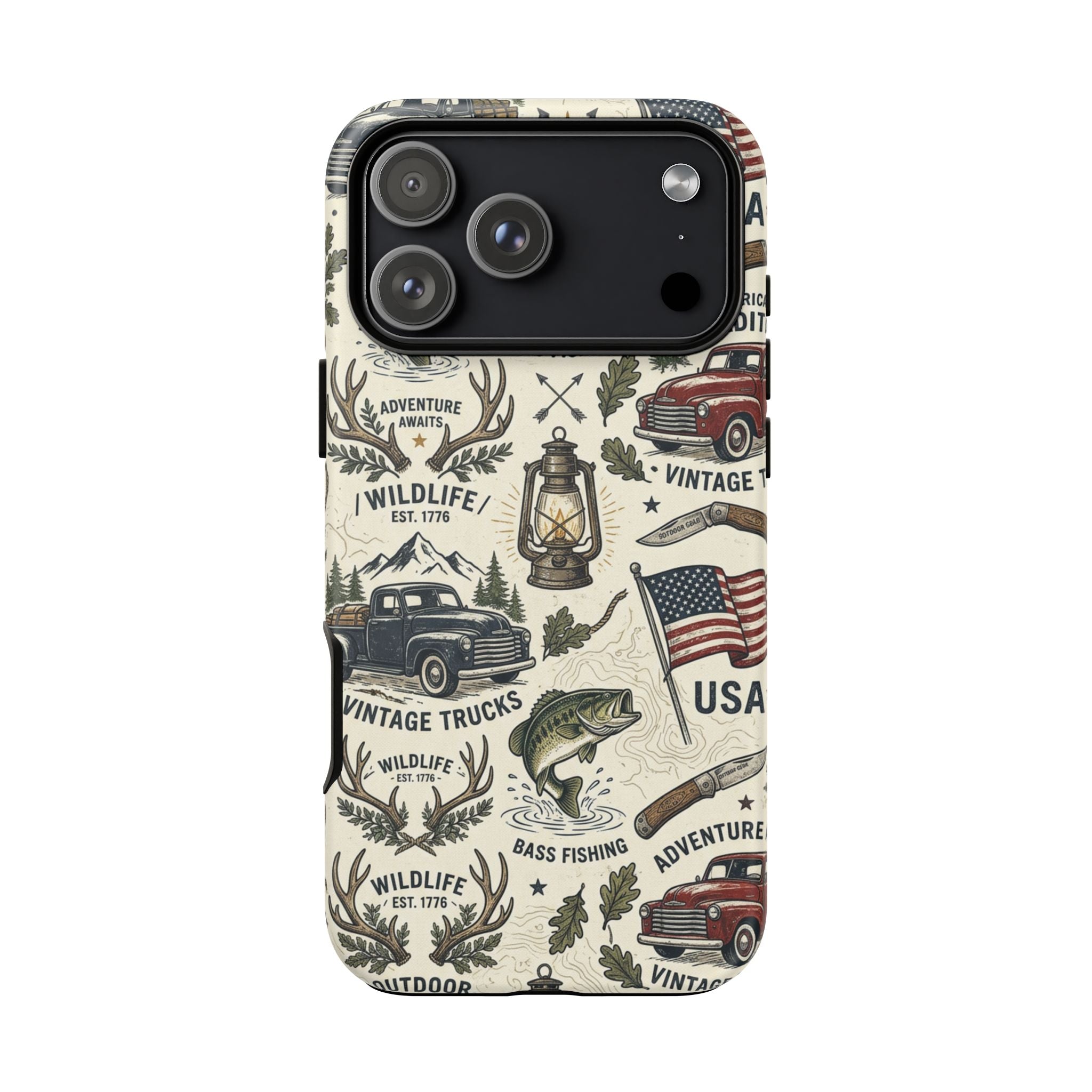 Patriotic Outdoors Phone Case – Bass Fishing & Vintage Americana Case Printify