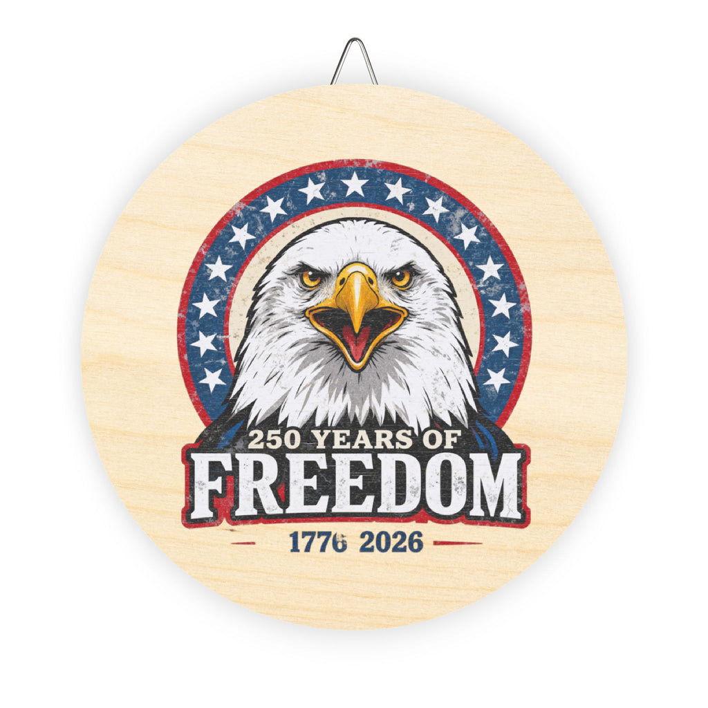 Patriotic Freedom Eagle Wood Sign — Bald Eagle Wall Decor Printify