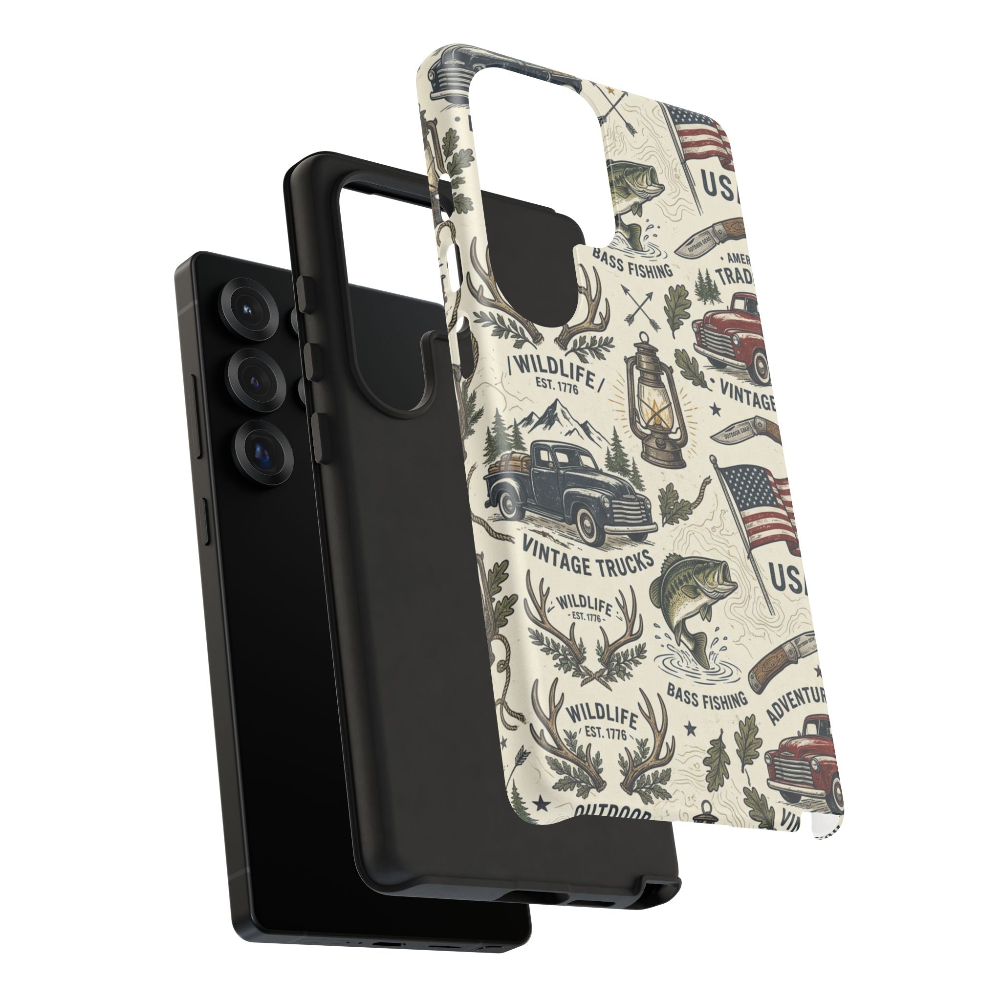 Patriotic Outdoors Phone Case – Bass Fishing & Vintage Americana Case Printify