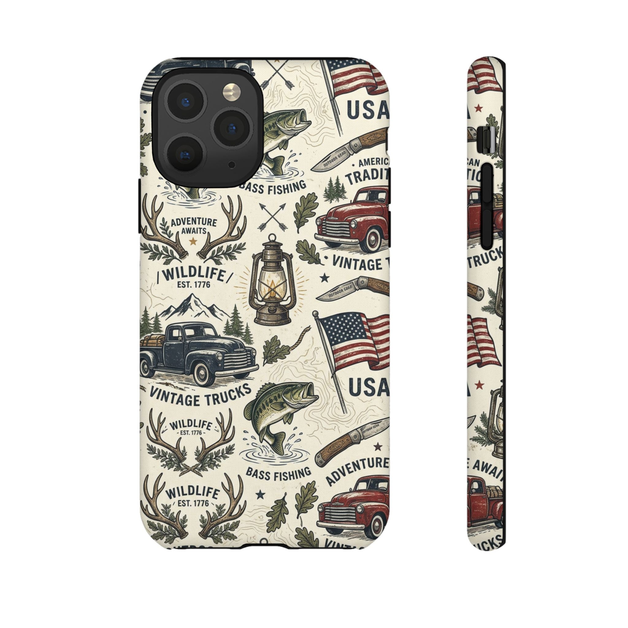 Patriotic Outdoors Phone Case – Bass Fishing & Vintage Americana Case Printify