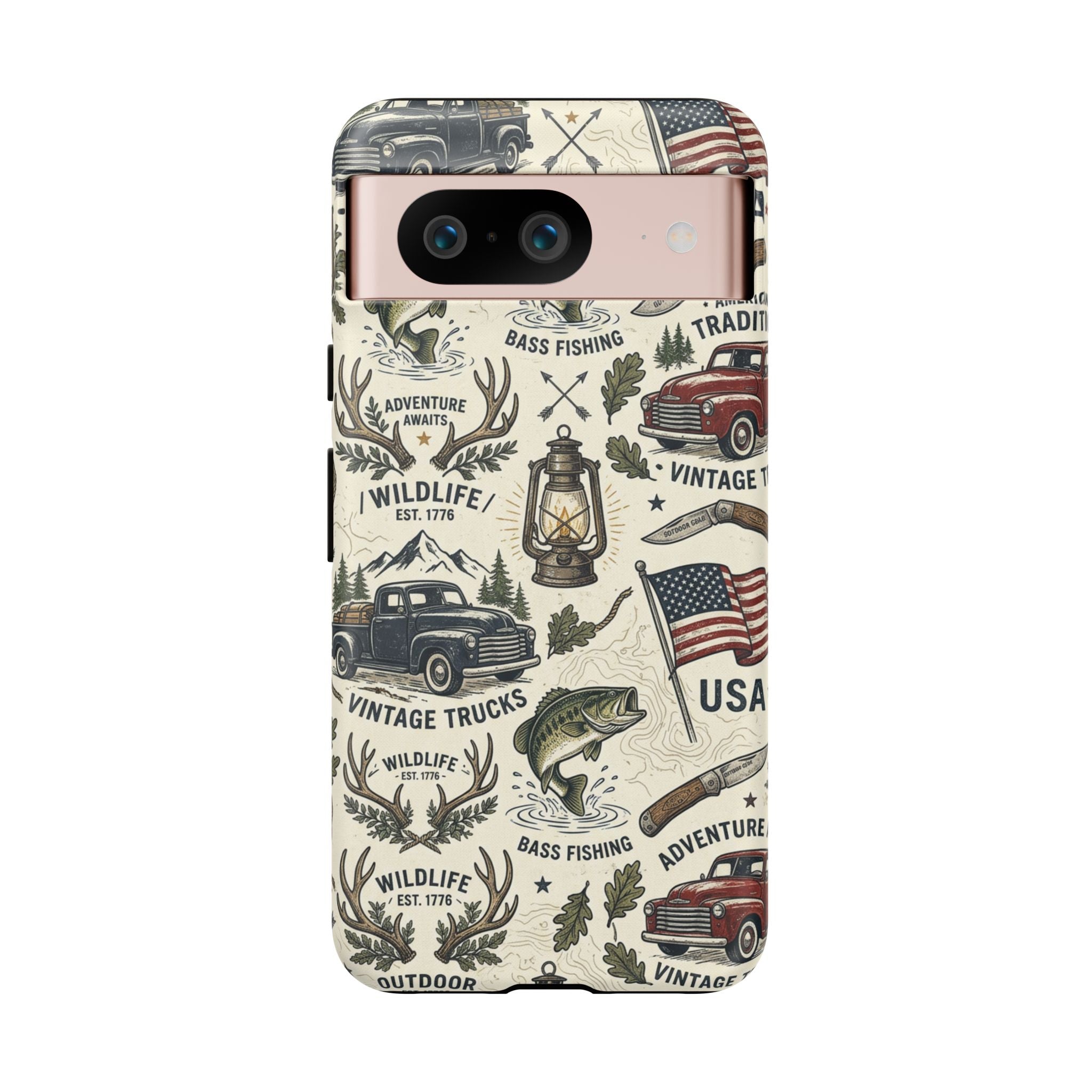 Patriotic Outdoors Phone Case – Bass Fishing & Vintage Americana Case Printify