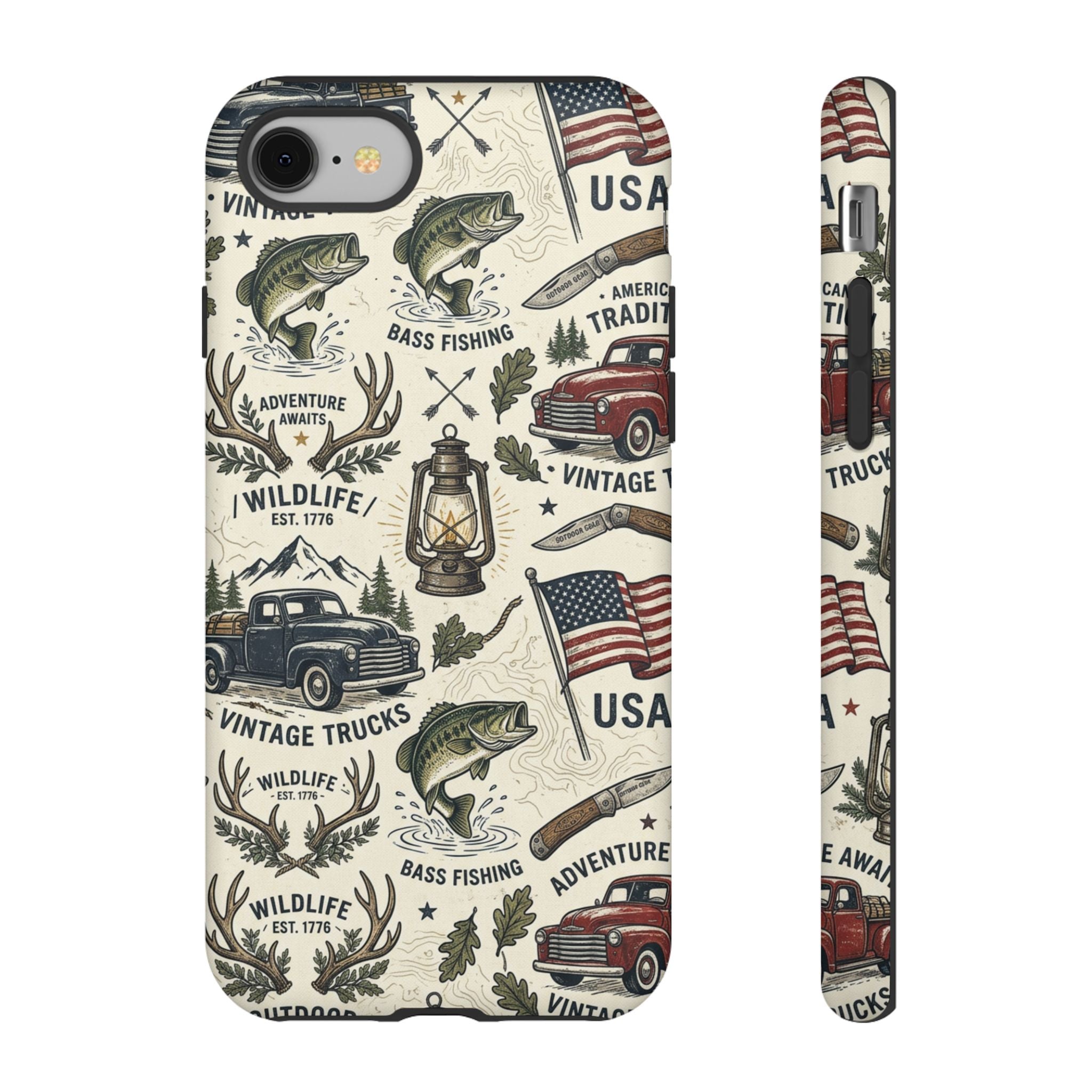 Patriotic Outdoors Phone Case – Bass Fishing & Vintage Americana Case Printify