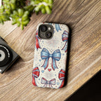 Patriotic Coquette Bows Phone Case – Americana Ribbon & Fireworks Design Printify