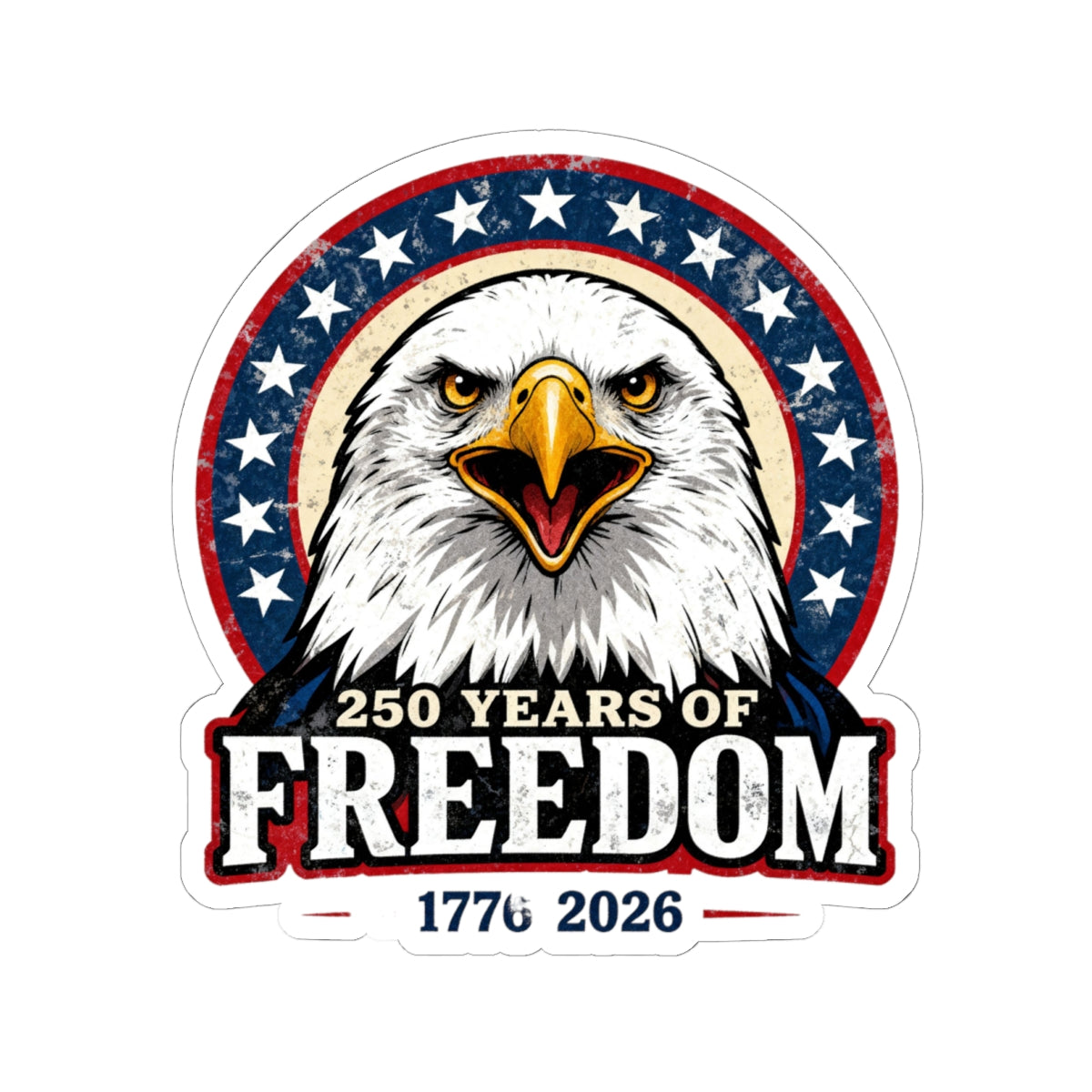 Patriotic Bald Eagle Sticker — Freedom Eagle Kiss-Cut Sticker Printify