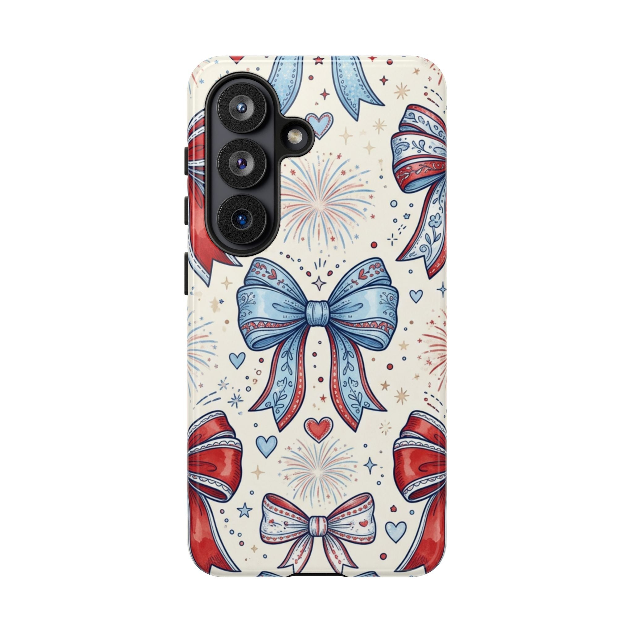 Patriotic Coquette Bows Phone Case – Americana Ribbon & Fireworks Design Printify