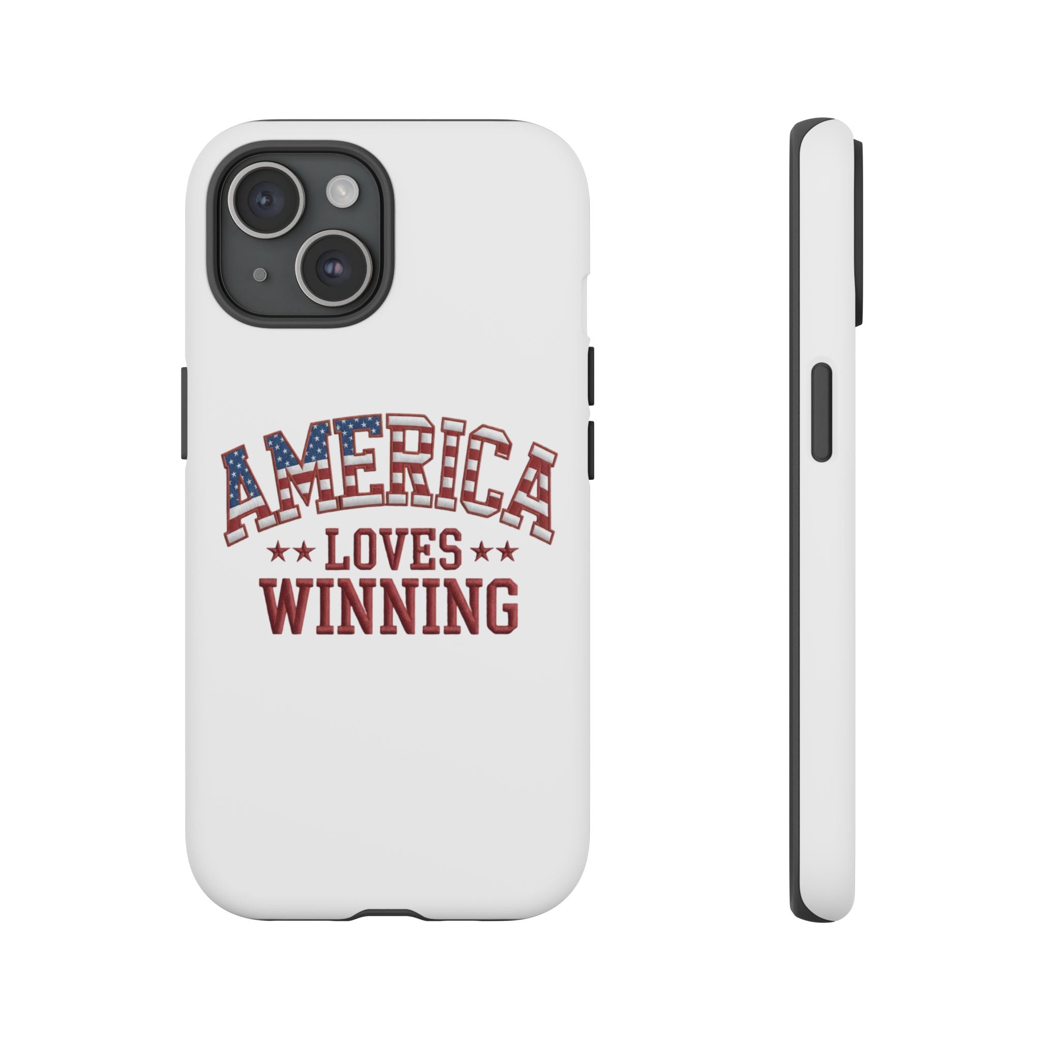 America Loves Winning Patriotic Phone Case – Tough Dual Layer iPhone & Samsung Galaxy S26 Case