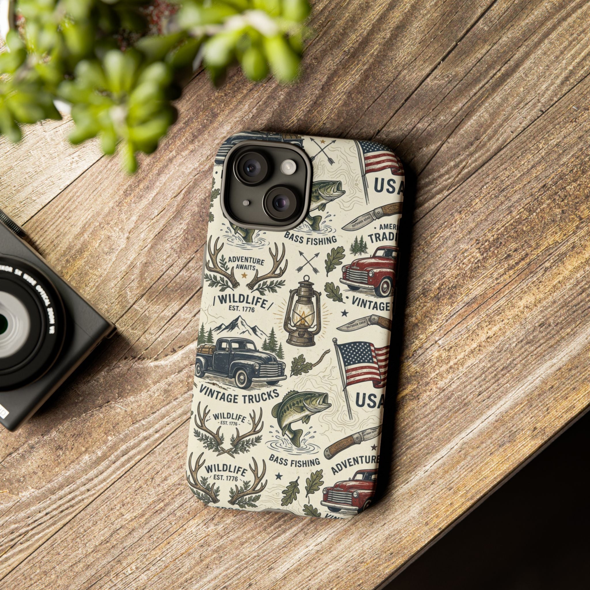 Patriotic Outdoors Phone Case – Bass Fishing & Vintage Americana Case Printify