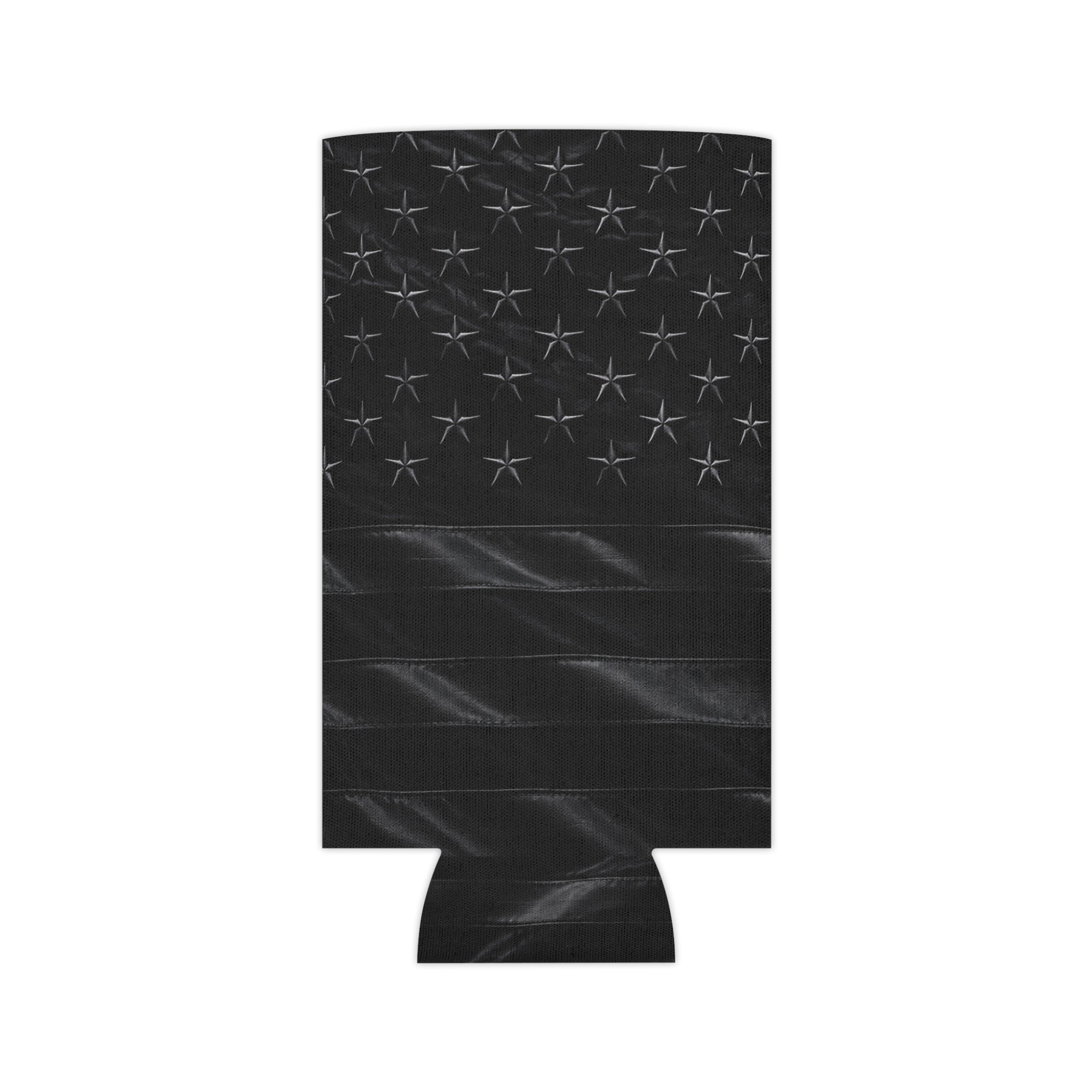 All-Black American Flag Can Cooler — Patriotic Koozie