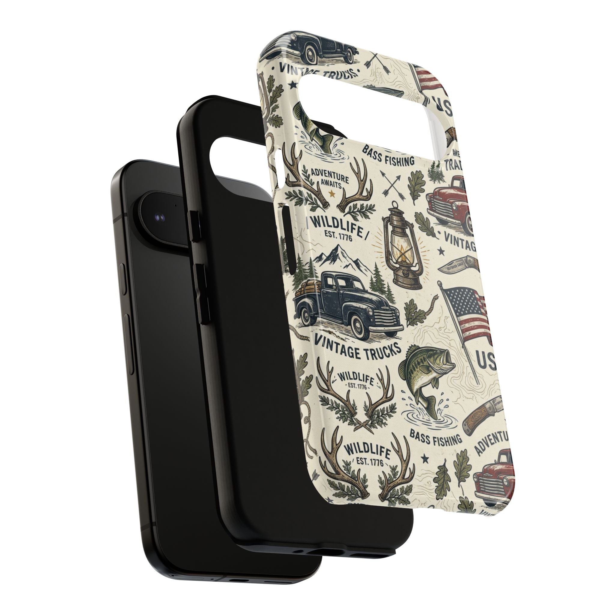 Patriotic Outdoors Phone Case – Bass Fishing & Vintage Americana Case Printify