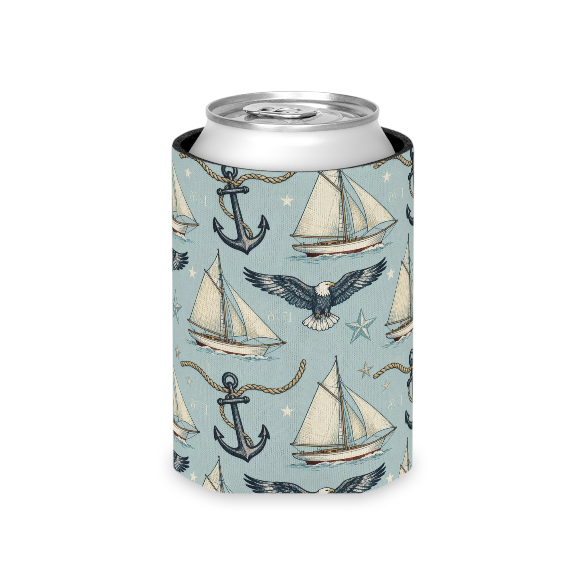 Nautical Freedom Sailboat Can Cooler Printify