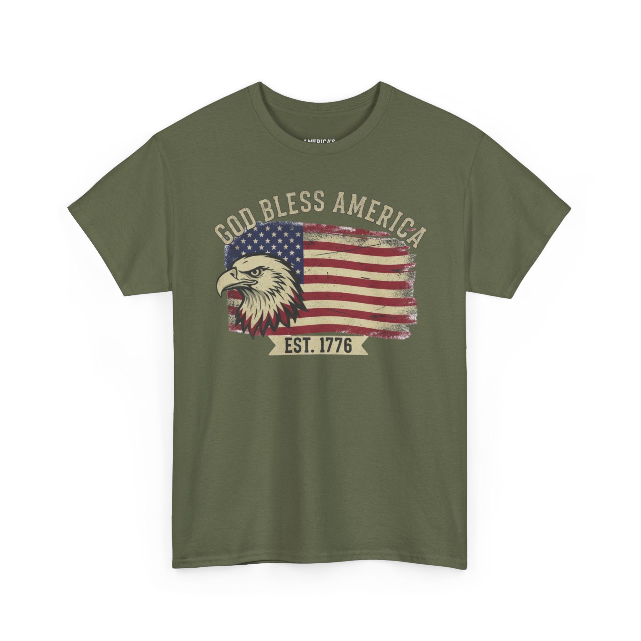 God Bless America 1776 Patriotic T-Shirt – Vintage Eagle Flag USA Tee Printify