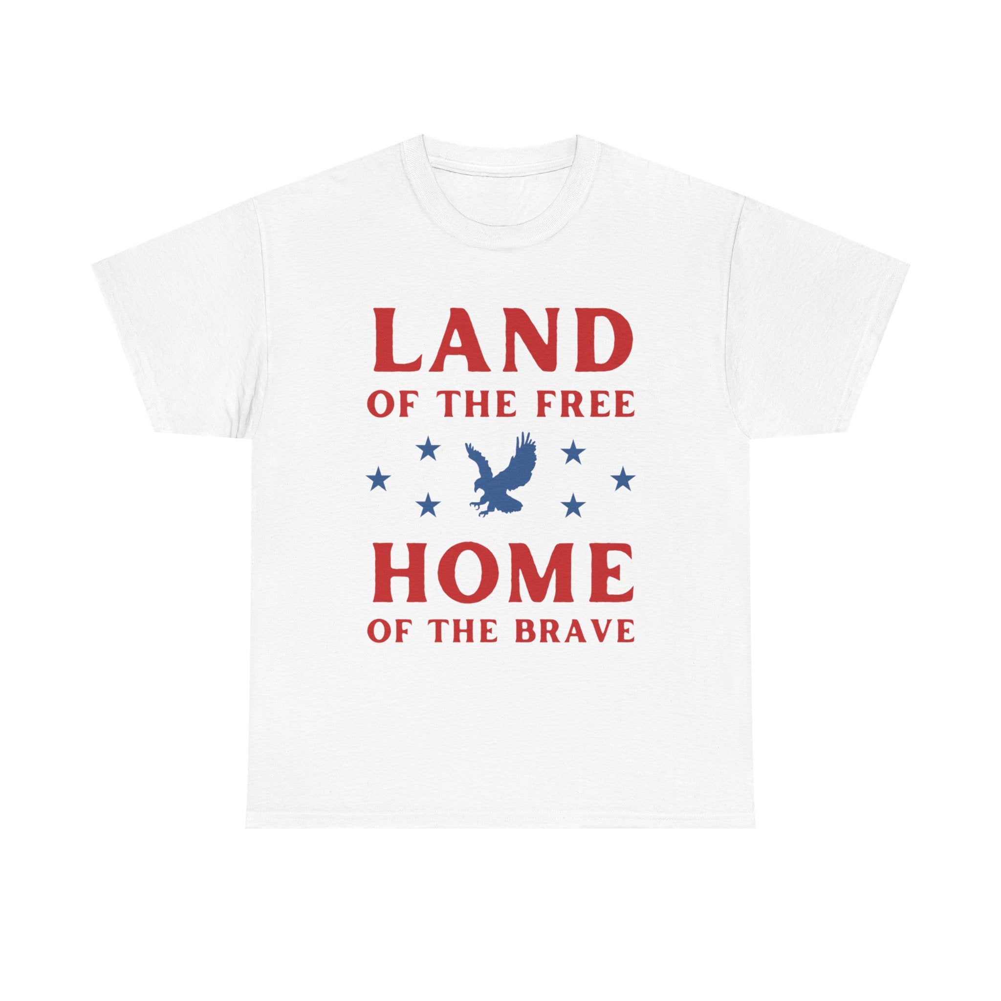 Land of the Free Home of the Brave Eagle Patriotic T-Shirt – Light Colors USA Tee