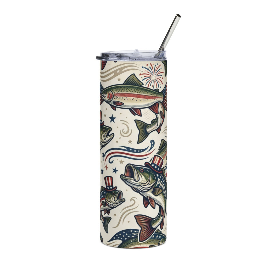 Patriotic Bass Fish 20oz Stainless Steel Tumbler Printify