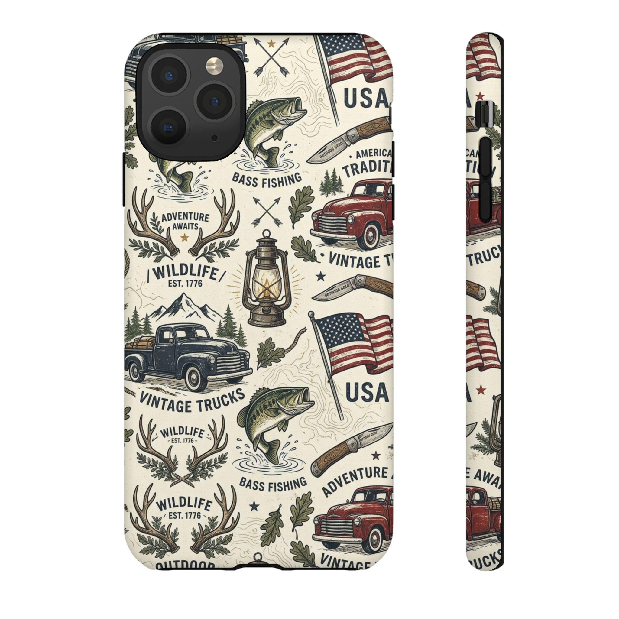 Patriotic Outdoors Phone Case – Bass Fishing & Vintage Americana Case Printify