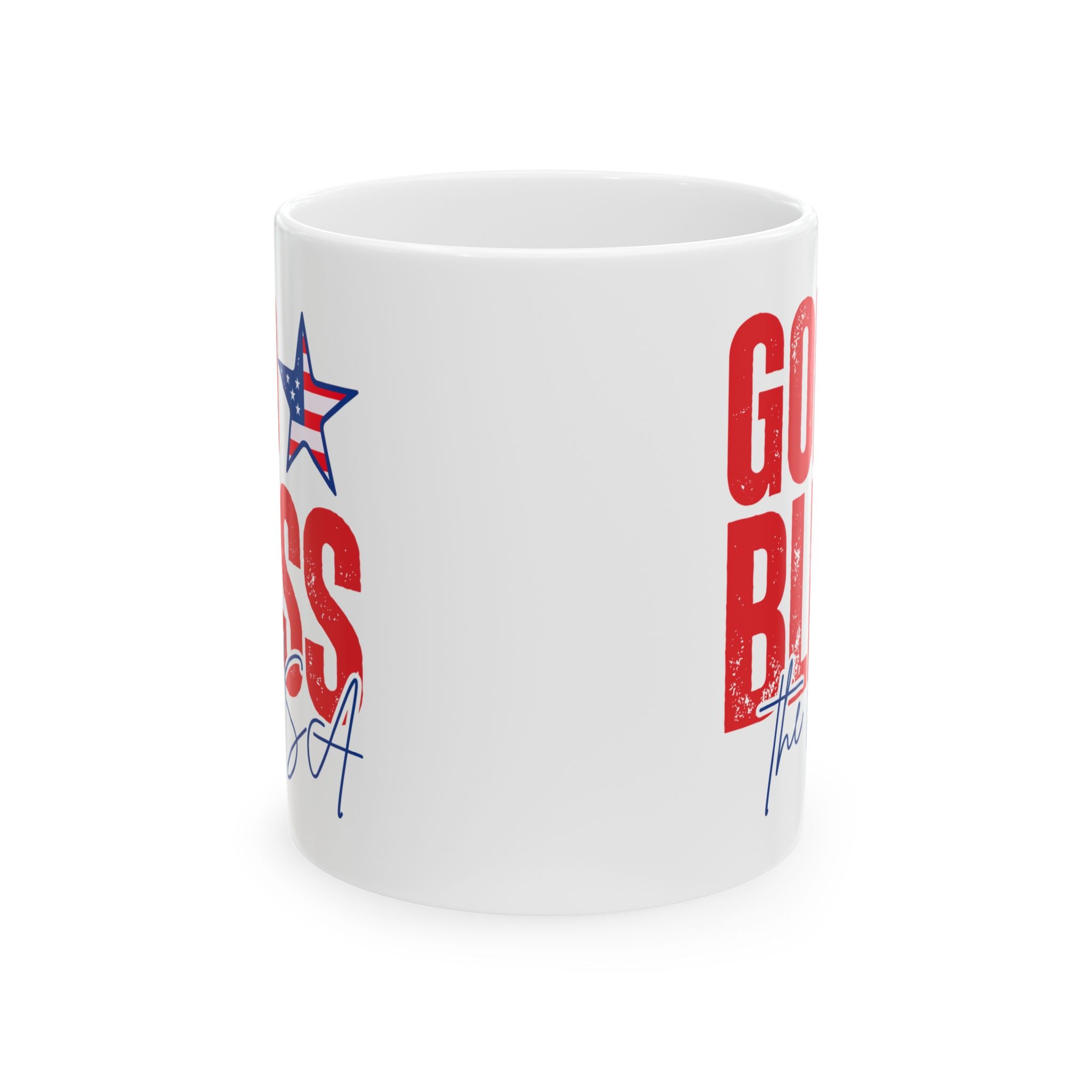 God Bless the USA Ceramic Mug — Patriotic American Flag Coffee Cup (11oz & 15oz)