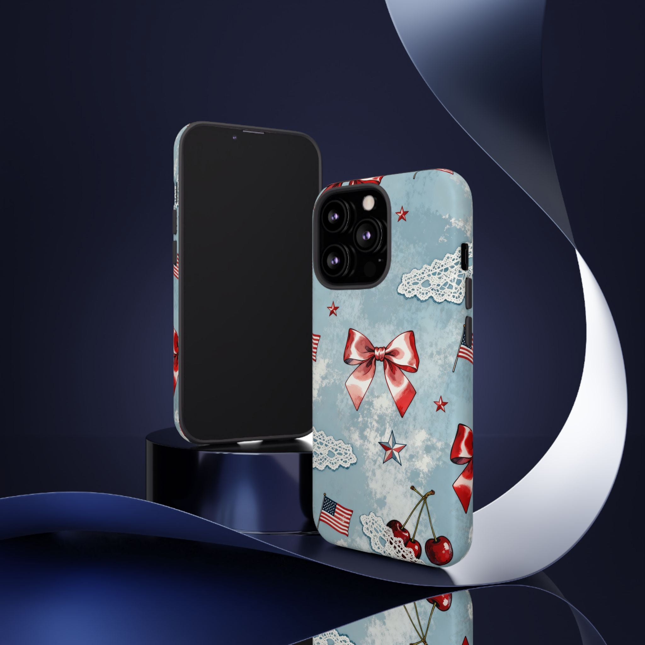 Americana Coquette Cherry Bow Phone Case Printify