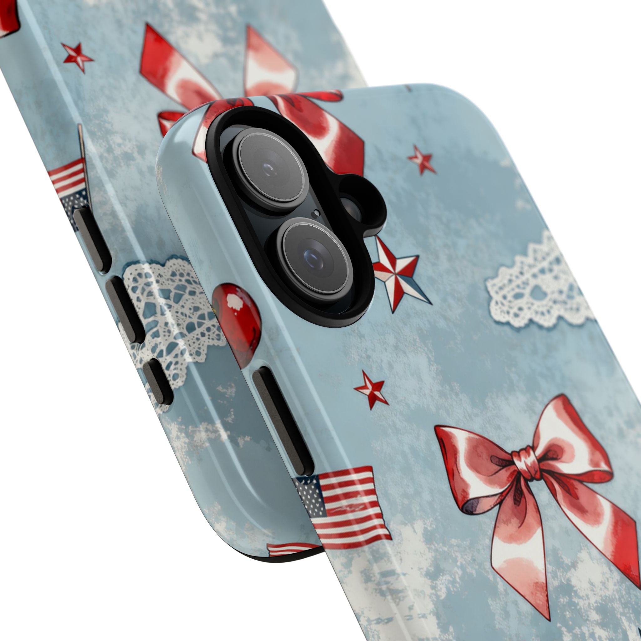 Americana Coquette Cherry Bow Phone Case Printify