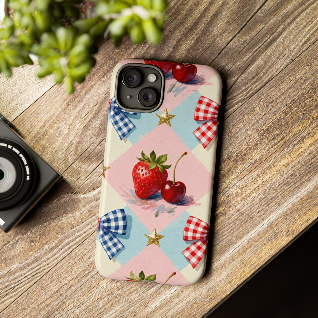 Americana Coquette Cherry Picnic Phone Case Printify
