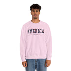 America Wildflower Crewneck Sweatshirt – Vintage Patriotic Floral Pullover Printify