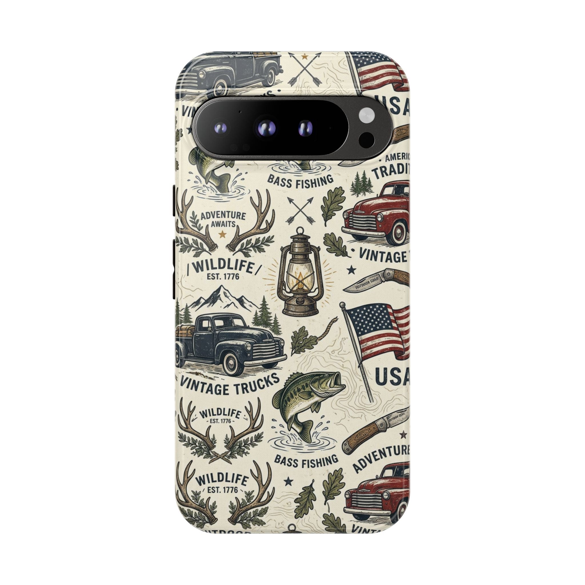 Patriotic Outdoors Phone Case – Bass Fishing & Vintage Americana Case Printify