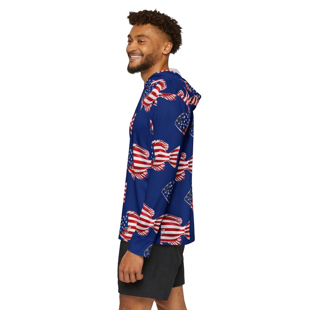 Stars & Stripes Bluegill Performance Hoodie – Patriotic Fishing Hooded Shirt Printify