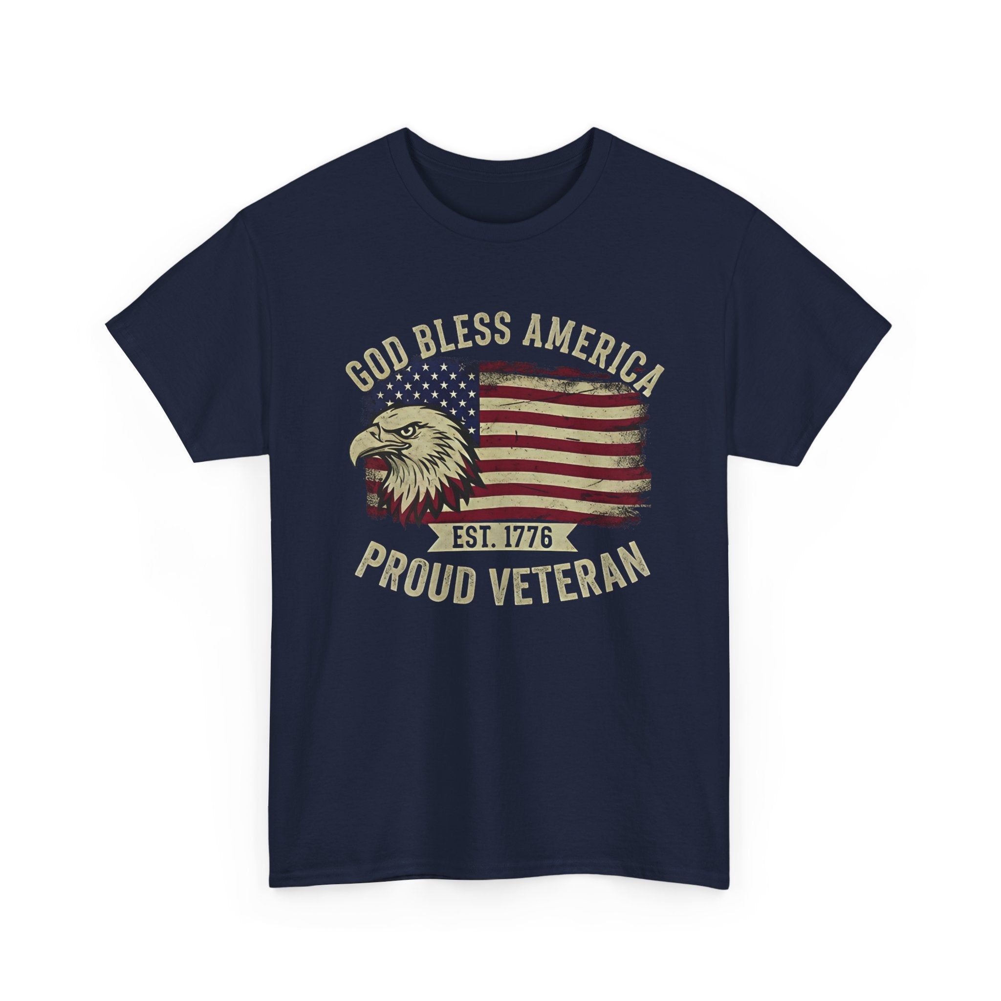 God Bless America Veterans Edition Patriotic T-Shirt – Vintage Eagle Flag Tee