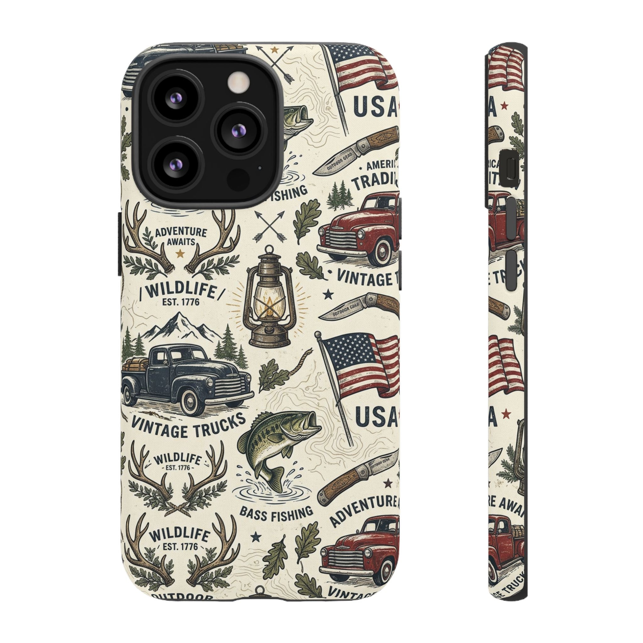 Patriotic Outdoors Phone Case – Bass Fishing & Vintage Americana Case Printify