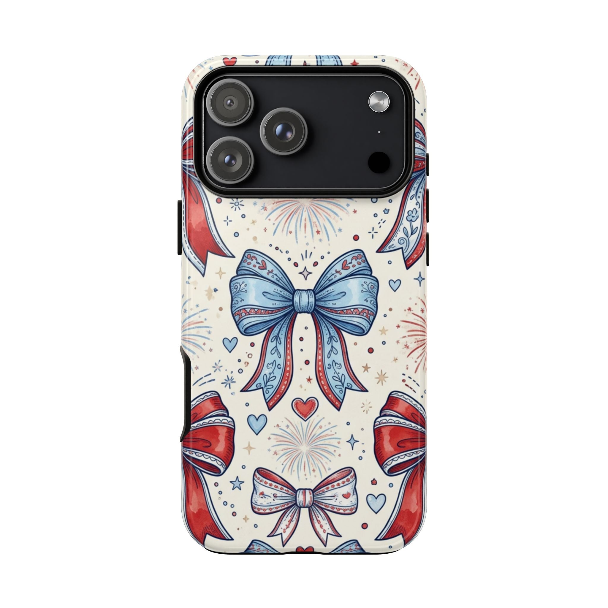 Patriotic Coquette Bows Phone Case – Americana Ribbon & Fireworks Design Printify