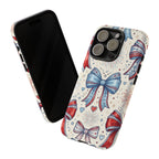 Patriotic Coquette Bows Phone Case – Americana Ribbon & Fireworks Design Printify