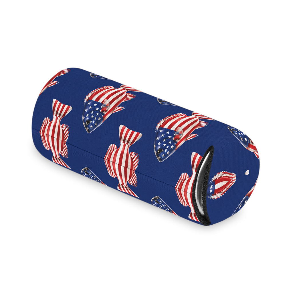 American Flag Fish Can Cooler — Patriotic Beverage Koozie Printify