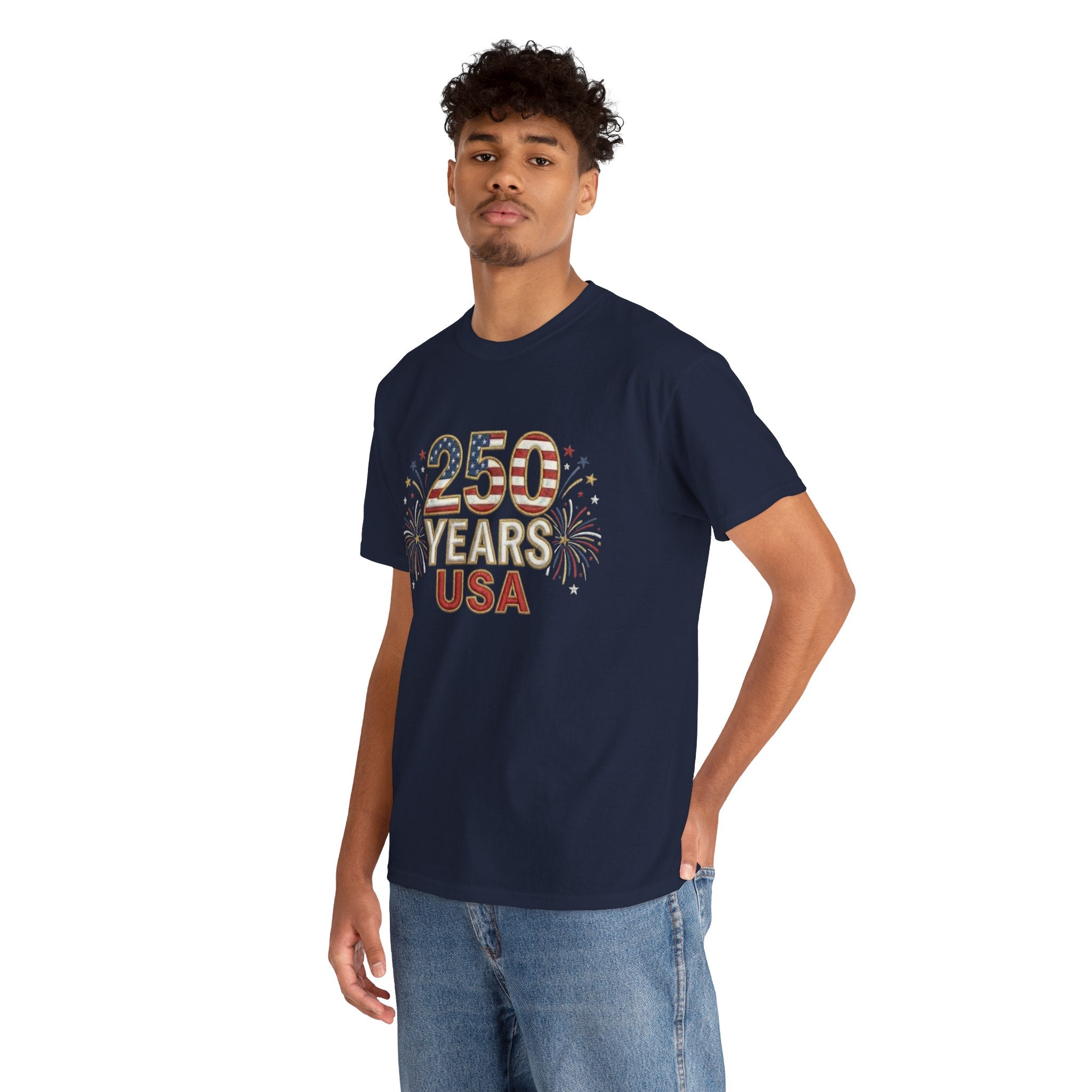 "250 YEARS" Patriotic Unisex Cotton T-Shirt – Gildan 5000 Heavy Tee