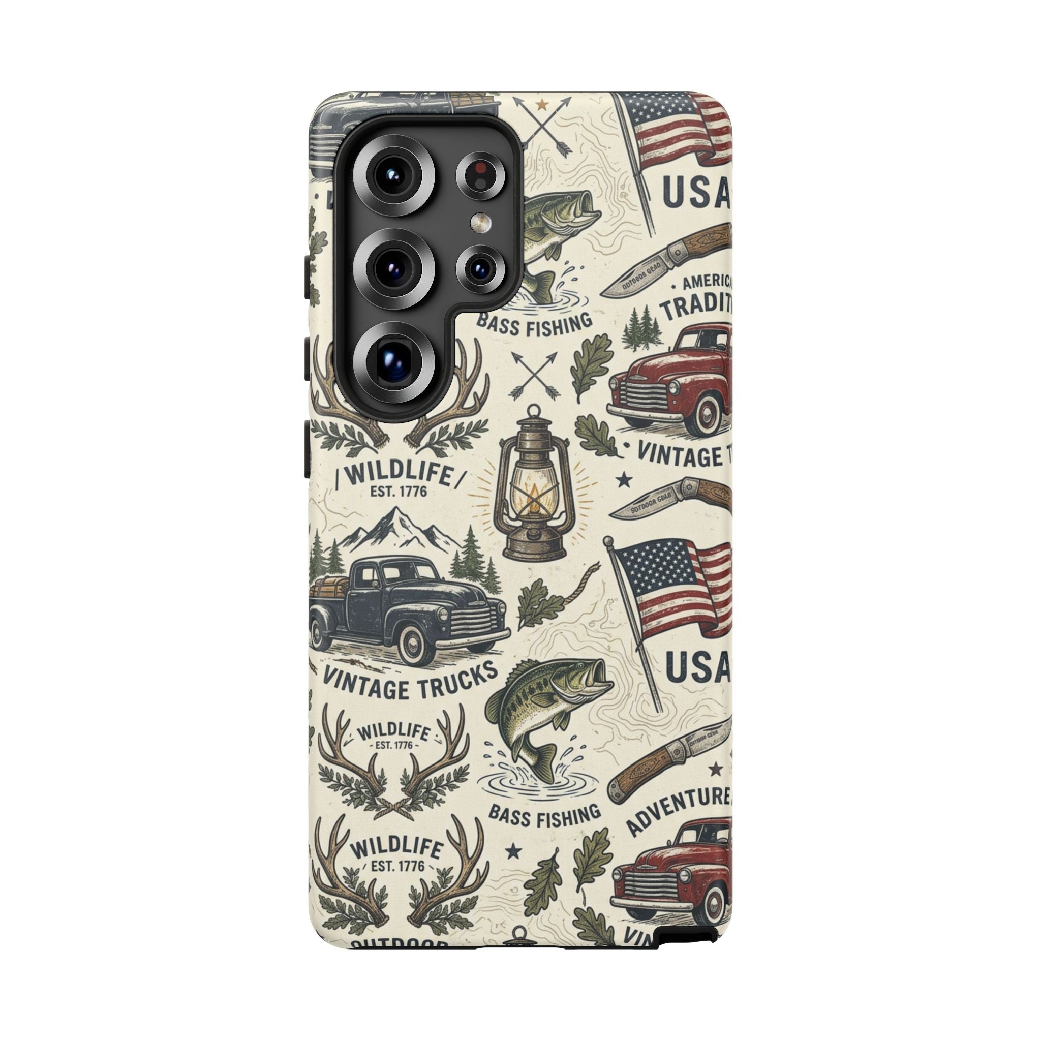 Patriotic Outdoors Phone Case – Bass Fishing & Vintage Americana Case Printify