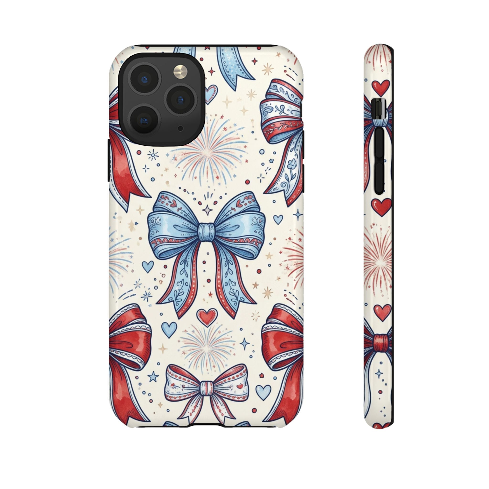 Patriotic Coquette Bows Phone Case – Americana Ribbon & Fireworks Design Printify