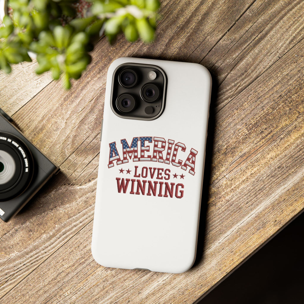 America Loves Winning Patriotic Phone Case – Tough Dual Layer iPhone & Samsung Galaxy S26 Case