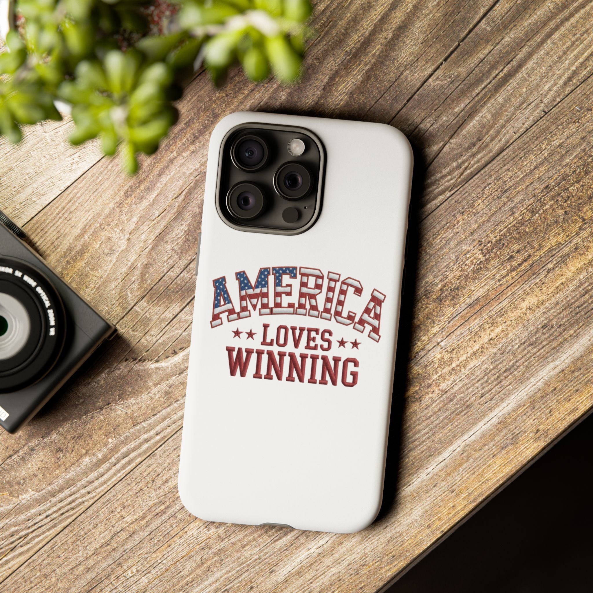 America Loves Winning Patriotic Phone Case – Tough Dual Layer iPhone & Samsung Galaxy S26 Case