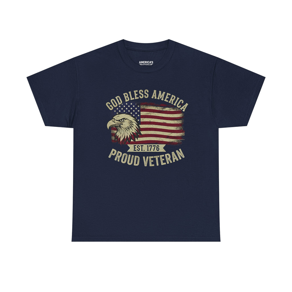 God Bless America Veterans Edition Patriotic T-Shirt – Vintage Eagle Flag Tee Printify