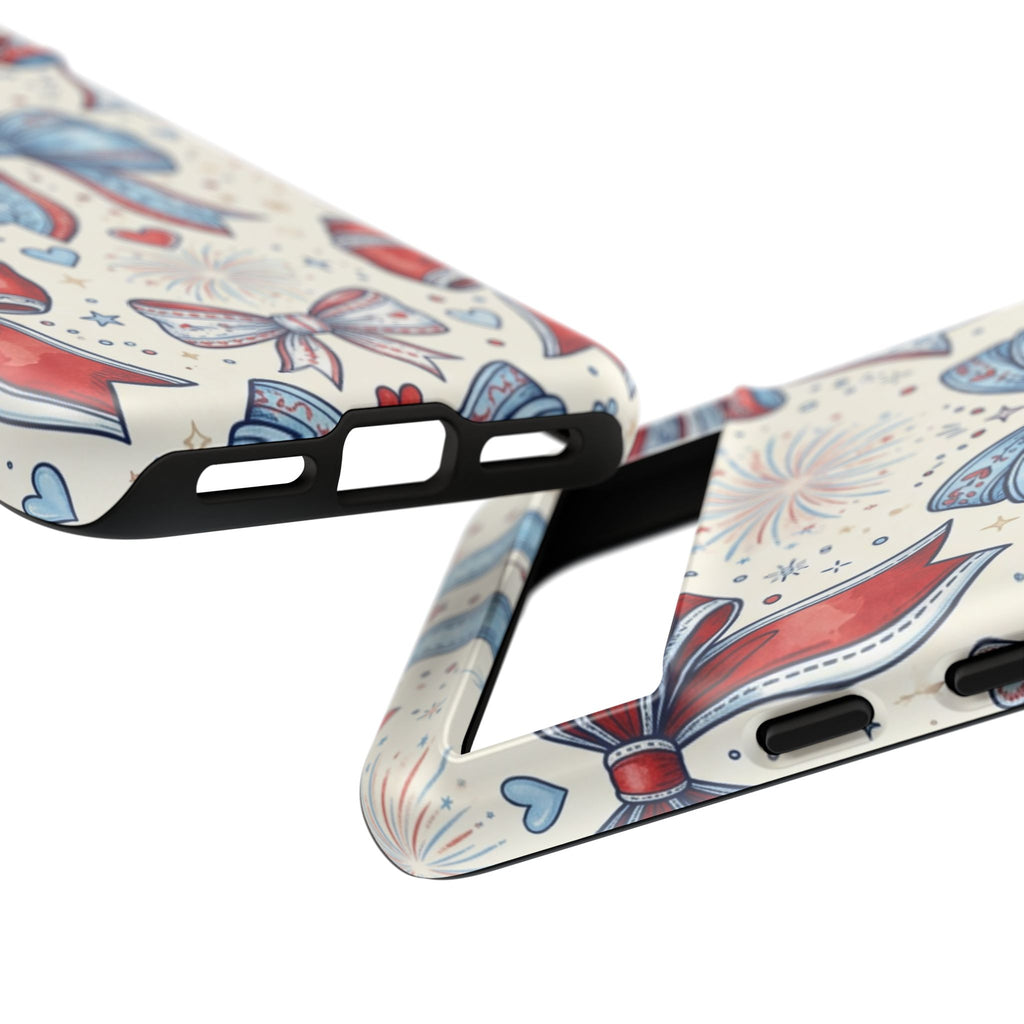 Patriotic Coquette Bows Phone Case – Americana Ribbon & Fireworks Design Printify