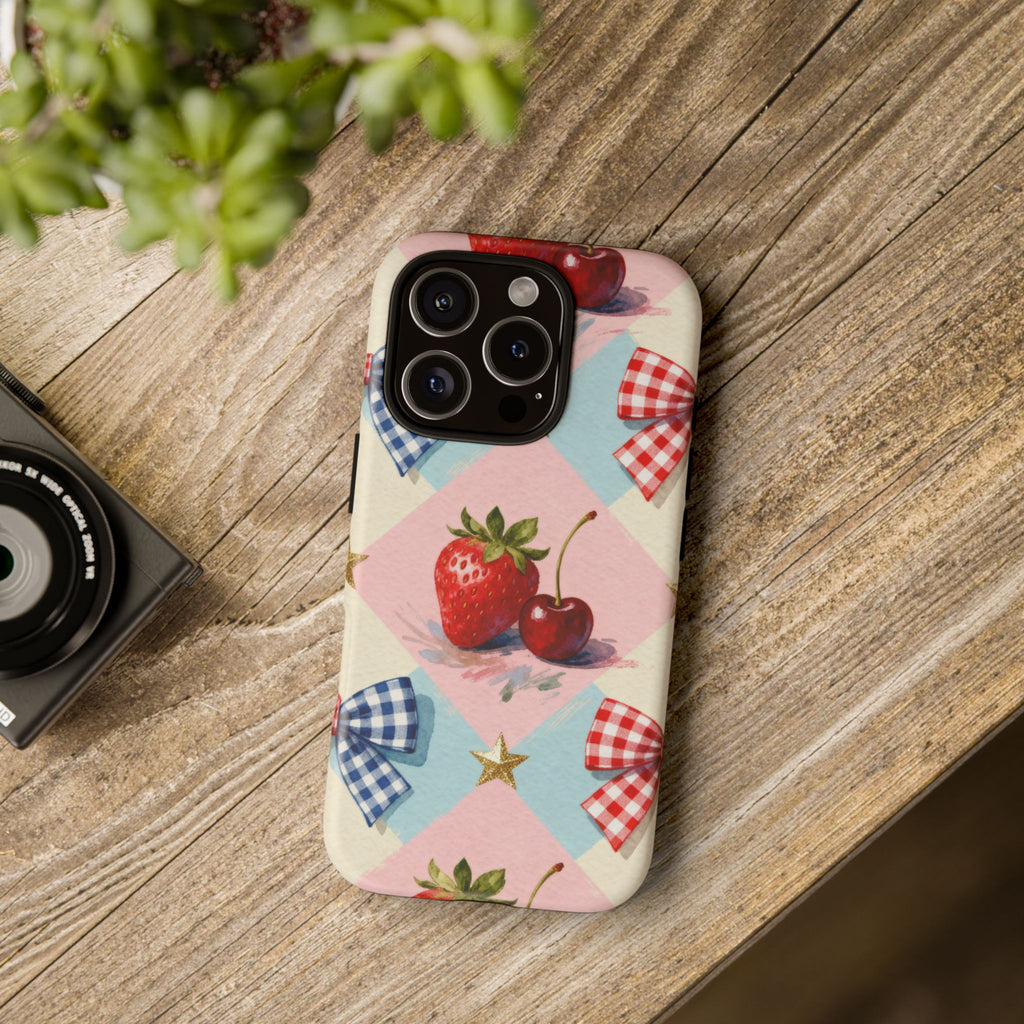 Americana Coquette Cherry Picnic Phone Case Printify