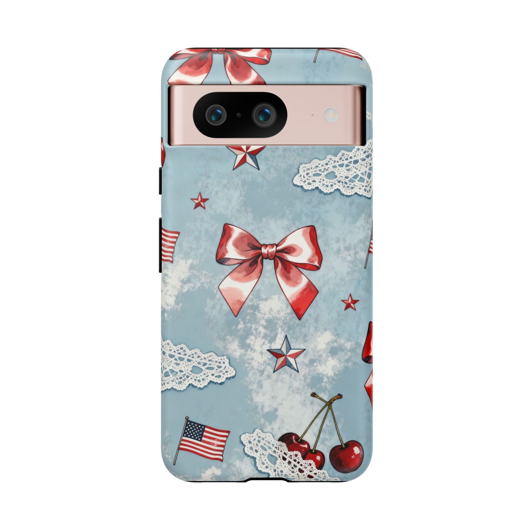 Americana Coquette Cherry Bow Phone Case Printify