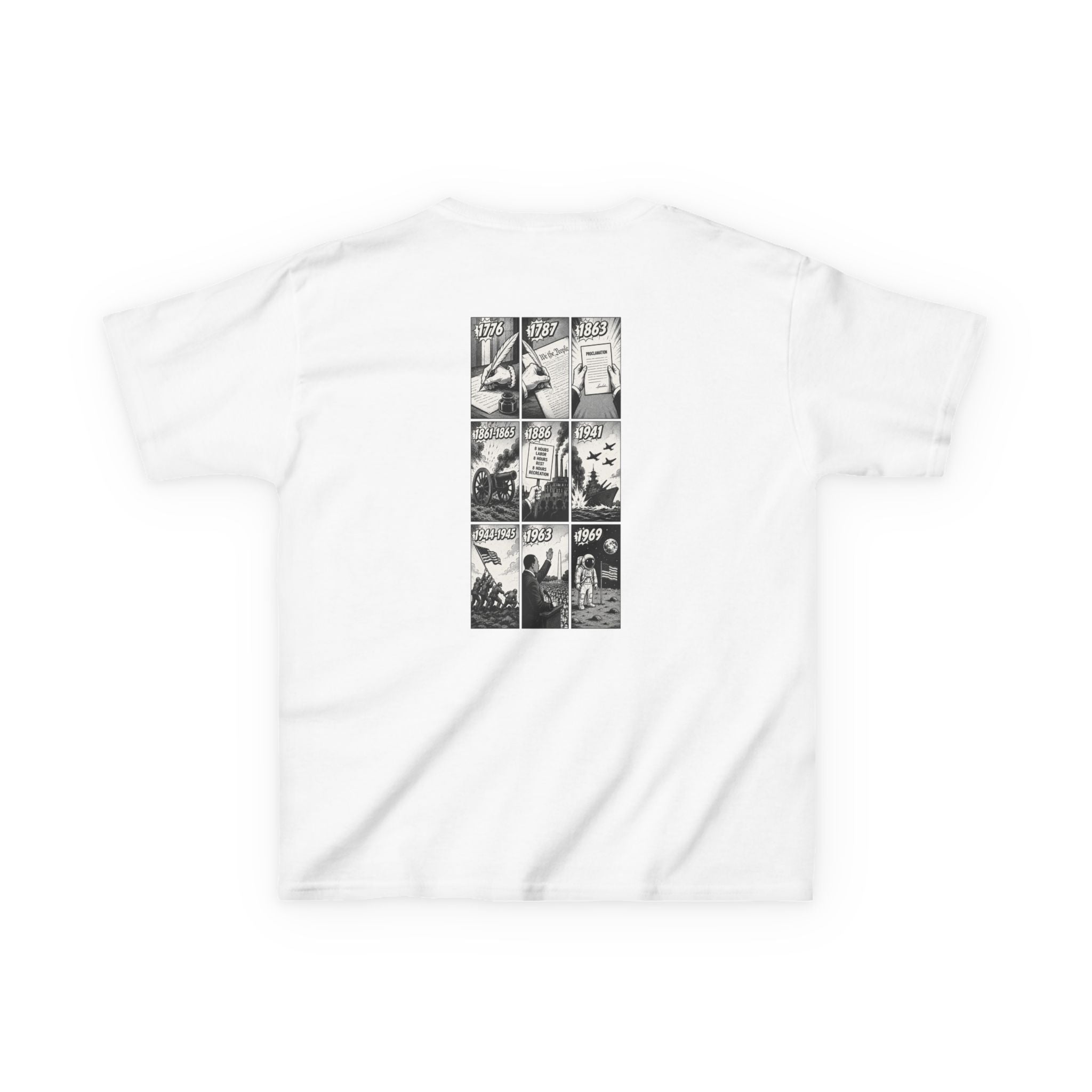 America Comic Book History Kids Tee Printify