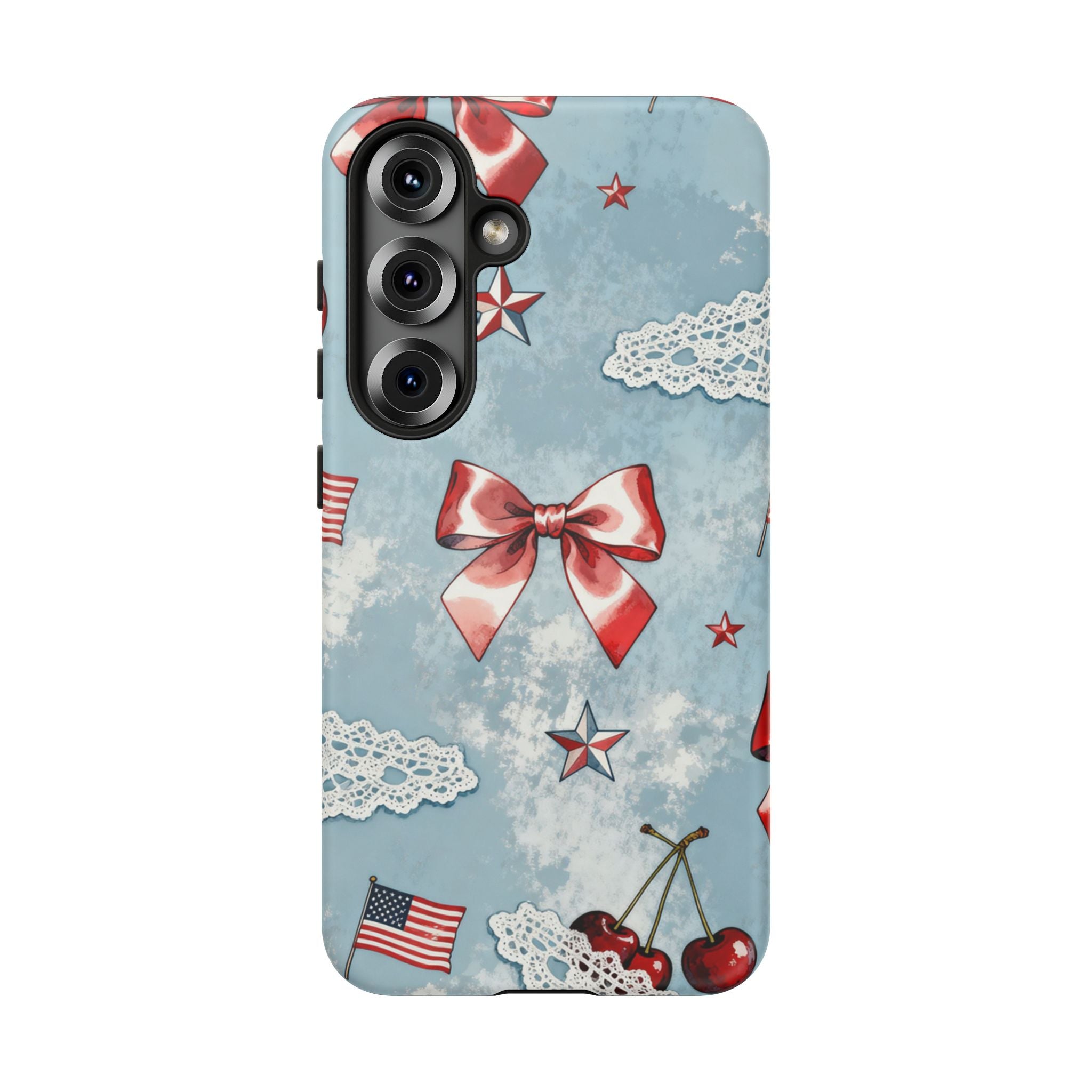 Americana Coquette Cherry Bow Phone Case Printify